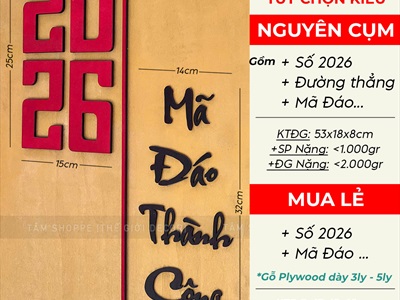 [ORDER 3-5 NGÀY] Mô hình Bao lì xì cỡ lớn Vàng Gold Tết Bính Ngọ [Bằng gỗ - Đế tự đứng] C2x1m BAOLIXI-05